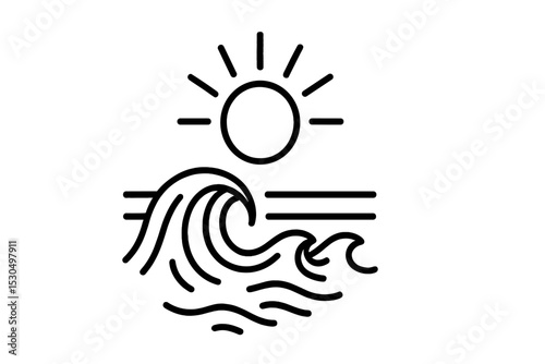 Waves crash under a bright sun at the beach during a serene summer day by the ocean