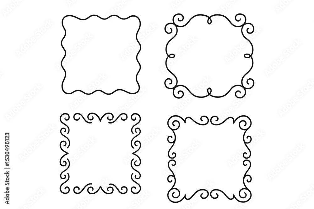 Decorative outline designs suitable for crafts and graphic projects featuring various shapes and styles