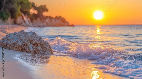 Serene Sunset Over Coastal Cliff with Gentle Ocean Waves