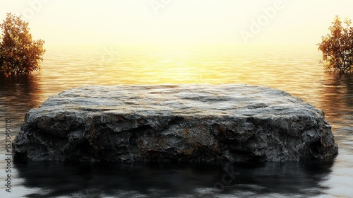 Stunning Coastal Sunset Over Serene Cliff and Water Landscape