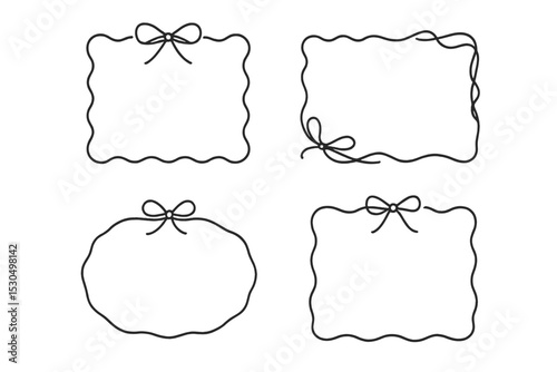 Decorative frames with bows in various shapes and styles suitable for invitations or announcements