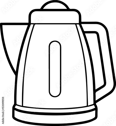Electric kettle outline vector illustration, line art