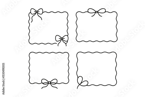 Decorative frames with bows for crafting, invitations, and social media posts
