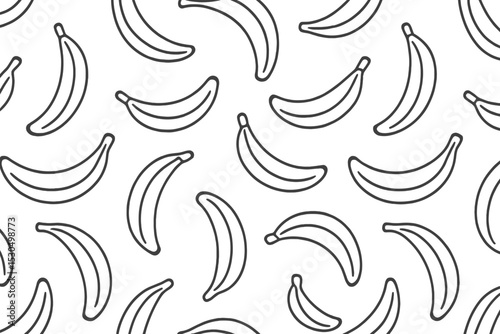 Pattern of simple banana outlines arranged on a white background for a decorative purpose or design project