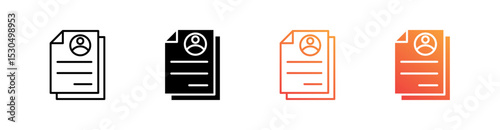 Curriculum Multiple Style Icon Set Vector 