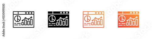 Statistics Multiple Style Icon Set Vector 