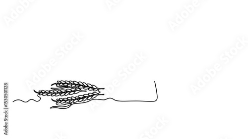 Abstract card with the text Beer. A mug of beer and ears of wheat or rye. Self drawing animation one continuous line draw, logo