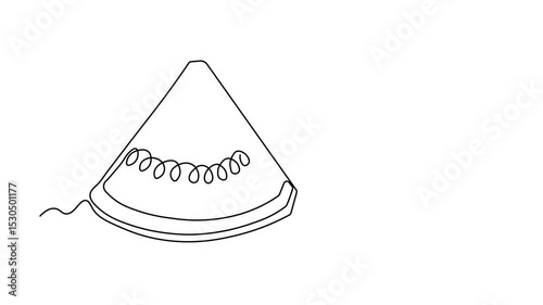 Summer postcard with text and watermelon, Self drawing animation one continuous line draw, logo