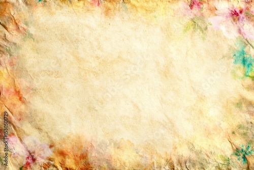 A blank white background with a colorful flowery border
