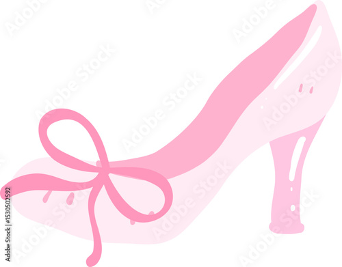Cute pastel high heel shoe illustration in kawaii hand-drawn style