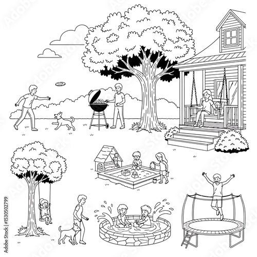 Family Fun in the Backyard on a Summer Day