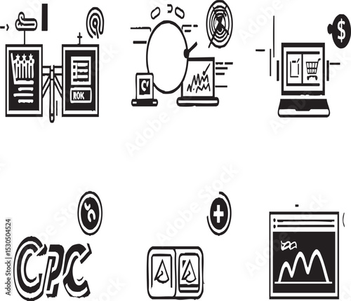  Digital Marketing and E-commerce Analytics Line Icons