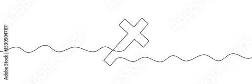 Christian cross. Continuous line drawing. Christianity religion concept. Vector Illustration . EPS 10 . 