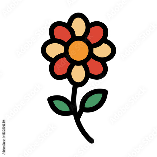Beautiful Flower Vector Art Illustration – Colorful Botanical Clipart for Design and Decoration