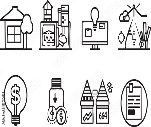 Business and Finance Line Icons Set