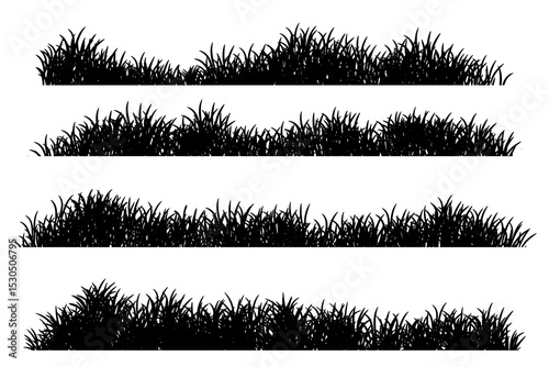 grass silhouettes set