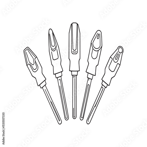 Biopsy punch medical tool simple line art vector illustration