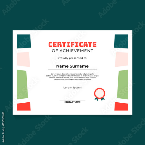 Certificate Template Design with Abstract Block Composition