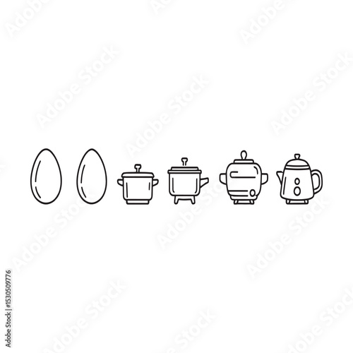 black and white line drawing egg boiler electric cooker