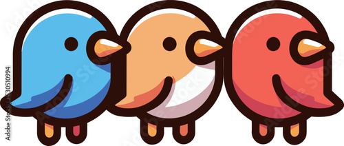 三羽の鳥のイラスト