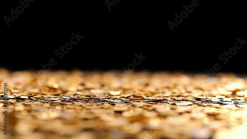 Golden confetti falling gracefully in celebration during a festive event