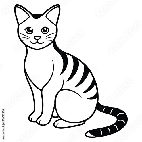 American shorthair cat silhouette line art background