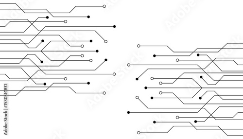 Vectors White Abstract geometric dots and lines connection circuit concept. Vector social network and connecting concept.