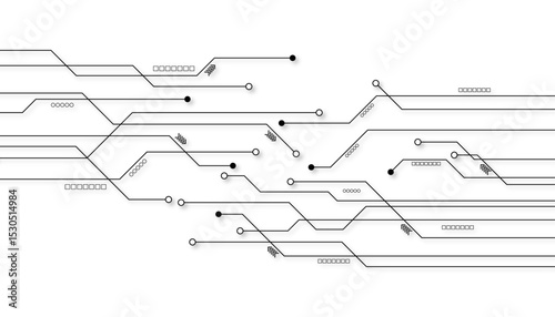 Vectors White Abstract geometric dots and lines connection circuit concept. Vector social network and connecting concept.