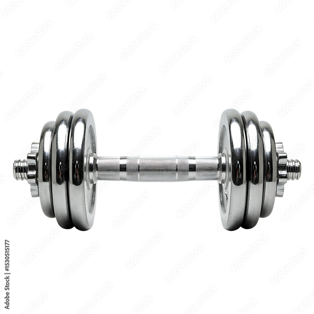 Naklejka premium Chrome Dumbbell: Fitness Equipment, Weightlifting, Exercise