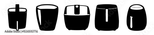 A diverse collection of minimalist black and white container silhouettes artwork
