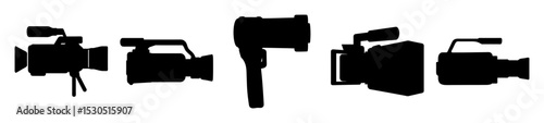 Collection of professional video camera silhouettes for film and television production