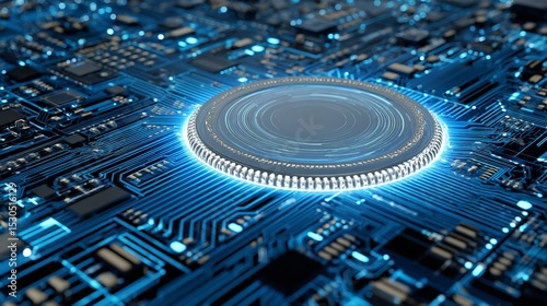 Futuristic Technology Background with White Circle.

