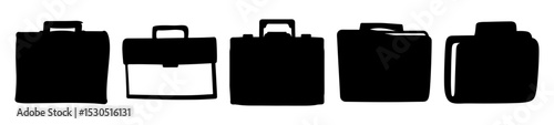 Various black briefcase and bag silhouettes for office or travel use
