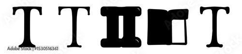 Isolated graphic depiction of letters, characters and shape on the white background