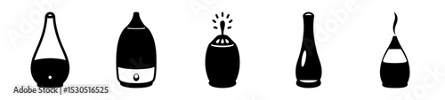 Illustrations of various aroma diffusers and incense burners on a white background