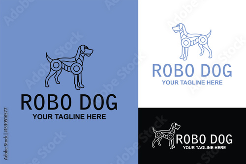Robo Dog Robotic Line art Futuristic Animal logo vector illustration