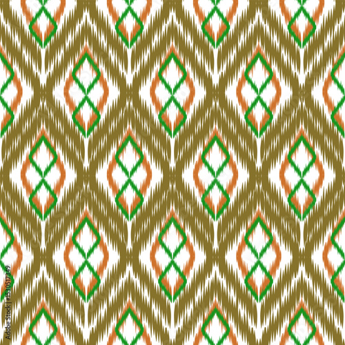 This ikat textile pattern features classic geometric  a modern ethnic twist. Ideal for various creative applications such as textile design, printable materials, interior decoration ,digital product