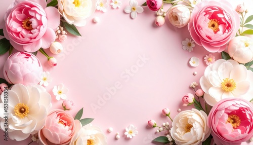 Floral decoration arrangement with pink and white flowers studio image soft background close-up aesthetic appeal
