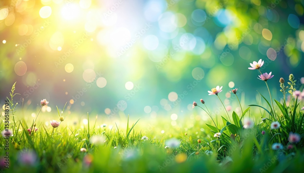 Sunlit blooming flowers in a lush green meadow nature scene vibrant environment close-up viewpoint Sunlit blooming flowers in a lush green meadow nature scene vibrant environment close-up viewpoint