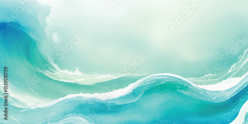 A soothing ocean-inspired watercolor painting in gentle blue and green shades. Abstract and flowing, ideal for relaxing visuals and branding.
