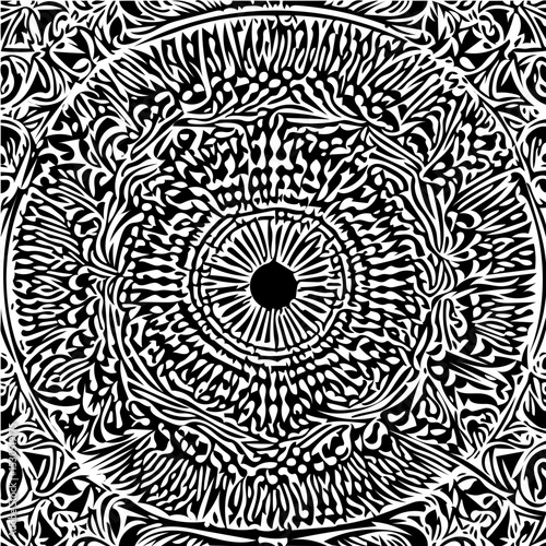 optical illusion fractal background, black and white vector