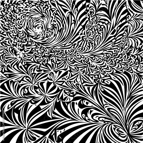optical illusion fractal background, black and white vector