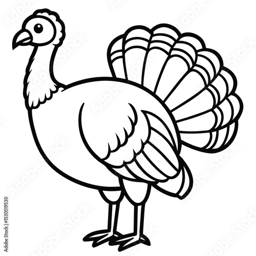 Line art silhouette of a domestic turkey