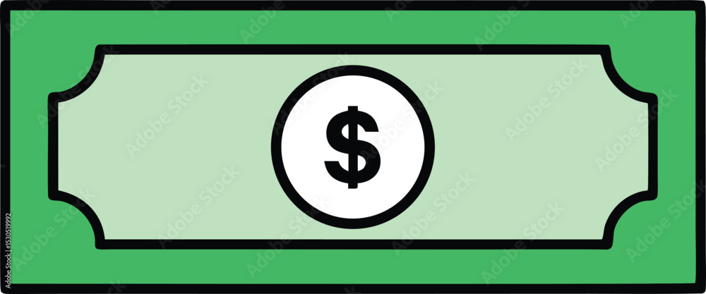 Fototapeta premium Isolated Currency Paper Money with Dollar Sign on White Background Isolated Flat