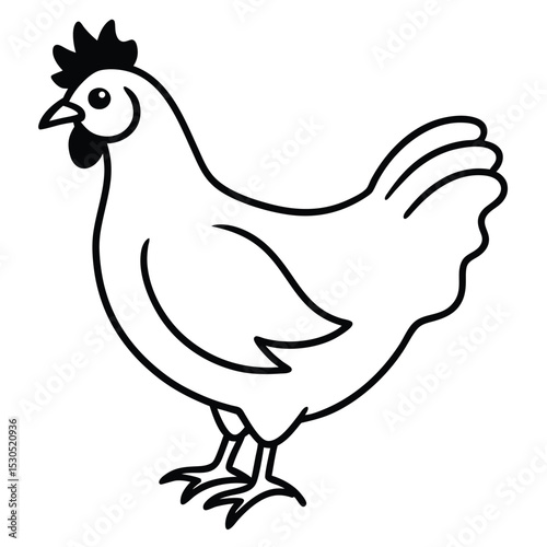 Simple chicken silhouette line art illustration