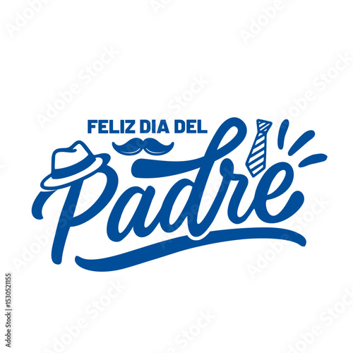greeting text of feliz dia del Padre lettering design