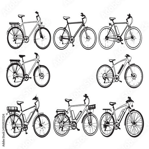 clean line drawing of modern electric bicycle