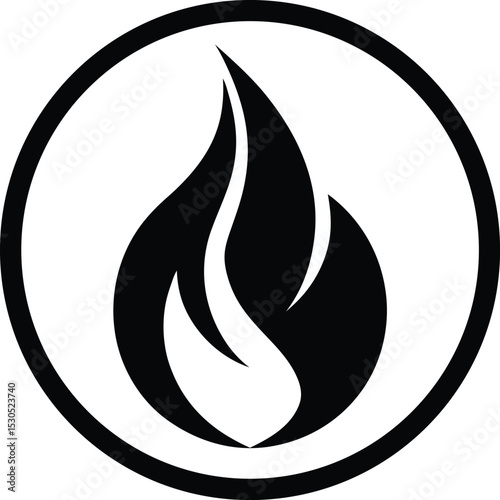 Vector fire icon with burning flames, a hot symbol of nature and design