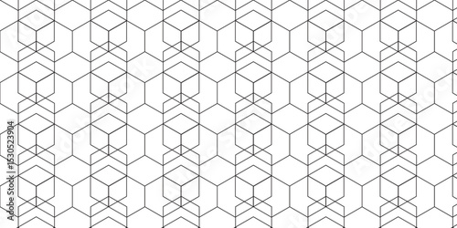 Seamless pattern with hexagon square cube geometric pattern shapes grid metal element texture design. abstract tiles gradient science web tech connection triangle diamond honeycomb.