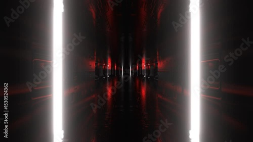 Red and White Alien Cyber ​​Track with Neon Lights Background VJ Loop in 4K